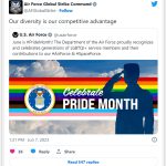 US Air Force tweets image of soldier saluting the LGBTQI+ Pride flag